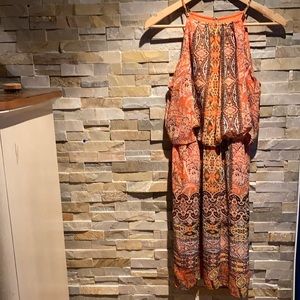 Orange paisley mid rise summer tank style dress